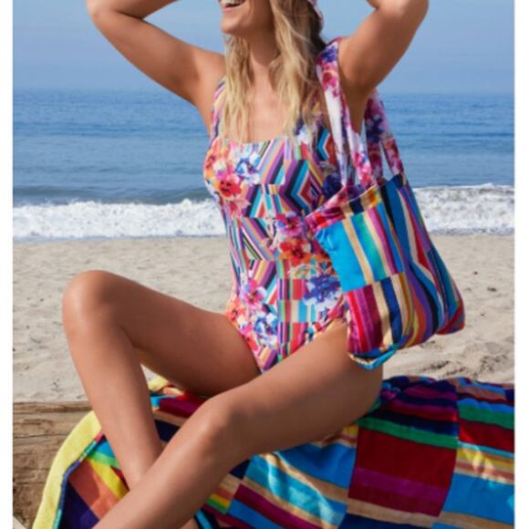 Johnny Was Women's Summer Stripes Tanksuit One Piece Size M - Picture 11 of 11